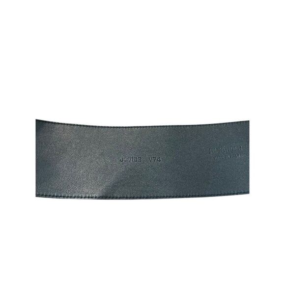 Jil Sander Mens SZ 40 Black Smooth Very Wide Leather Belt Italy Silver Buckle - Picture 4 of 8